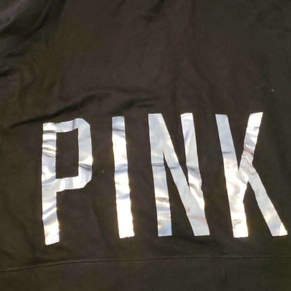 PINK Victoria's Secret Black Silver Sequin Bling Hoodie - Picture 6 of 7